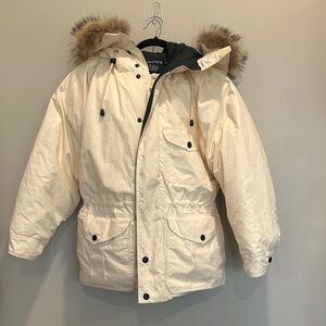Retro 90s 2000s Nautica DownOff-White Parka with Coyote Fur Trim